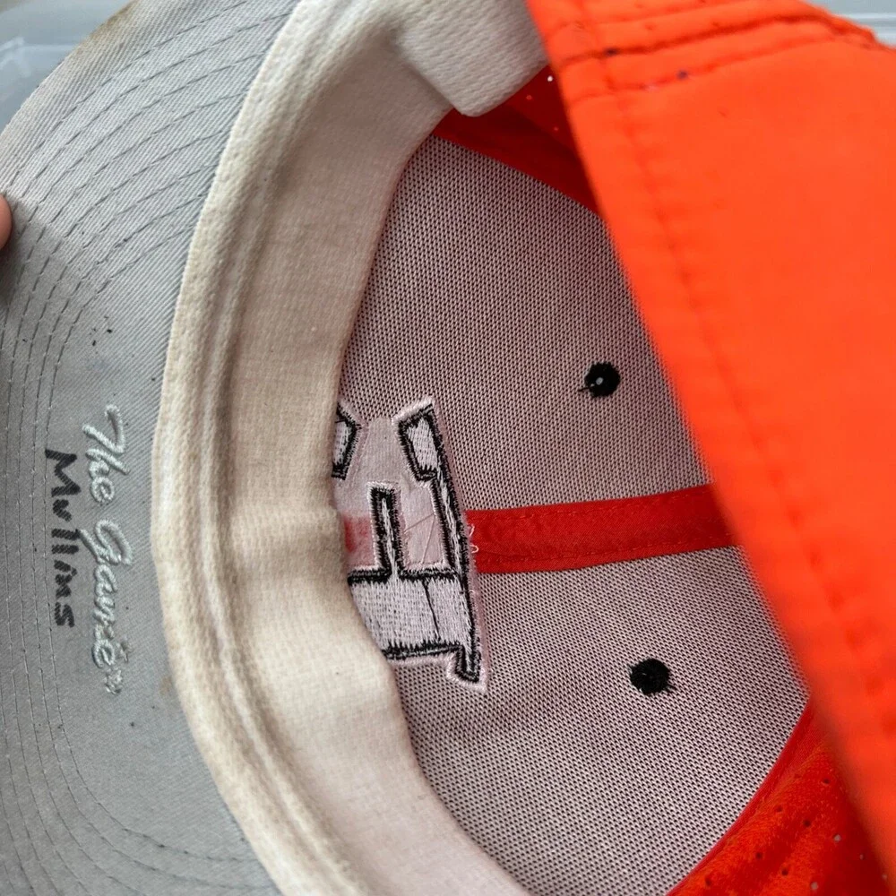 The Game Pro E‎ Hat Mens Medium Orange Baseball Cap Embroidered Logo Embroidered